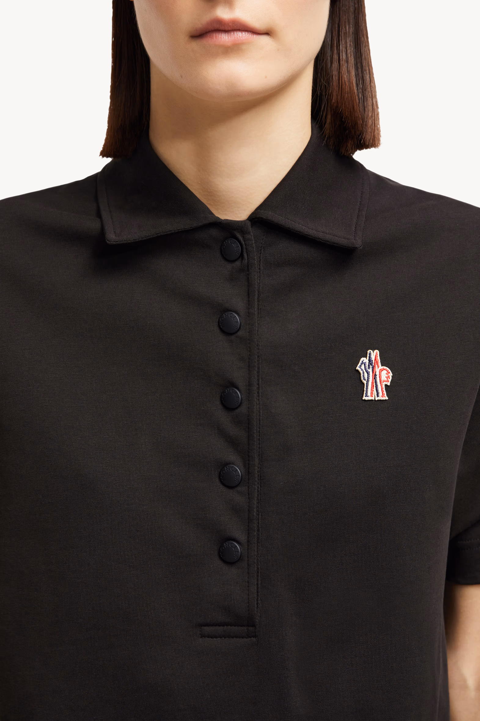 Polo de algodón con parche con logotipo Mujer Negro Moncler 6